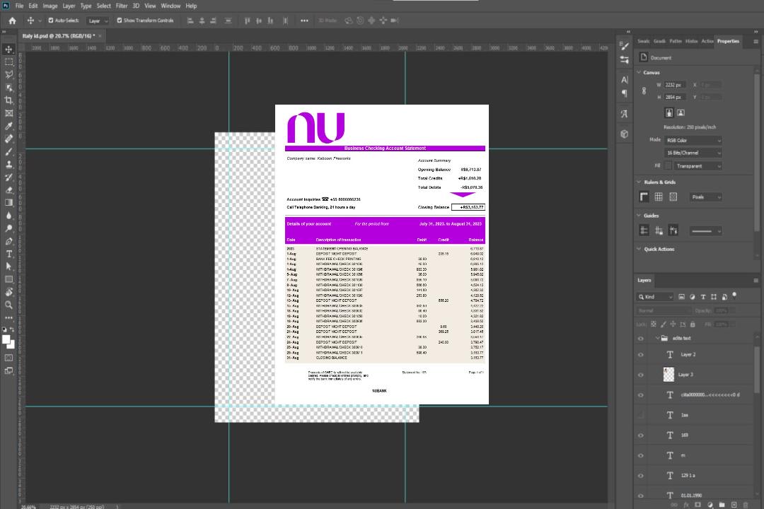 Modèle Word et PDF de relevé de compte courant d'entreprise Nubank template Modèle Word et PDF de relevé de compte courant d'entreprise Nubank template
